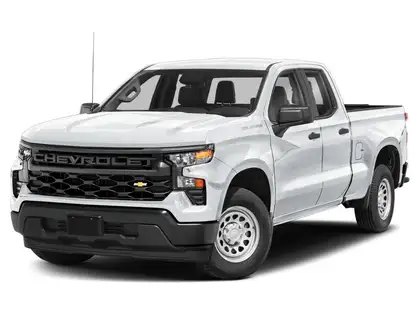White 2024 Chevrolet Silverado 1500 Work Truck Double Cab 4WD Pickup Truck Four-Wheel Drive 8-Speed Automatic