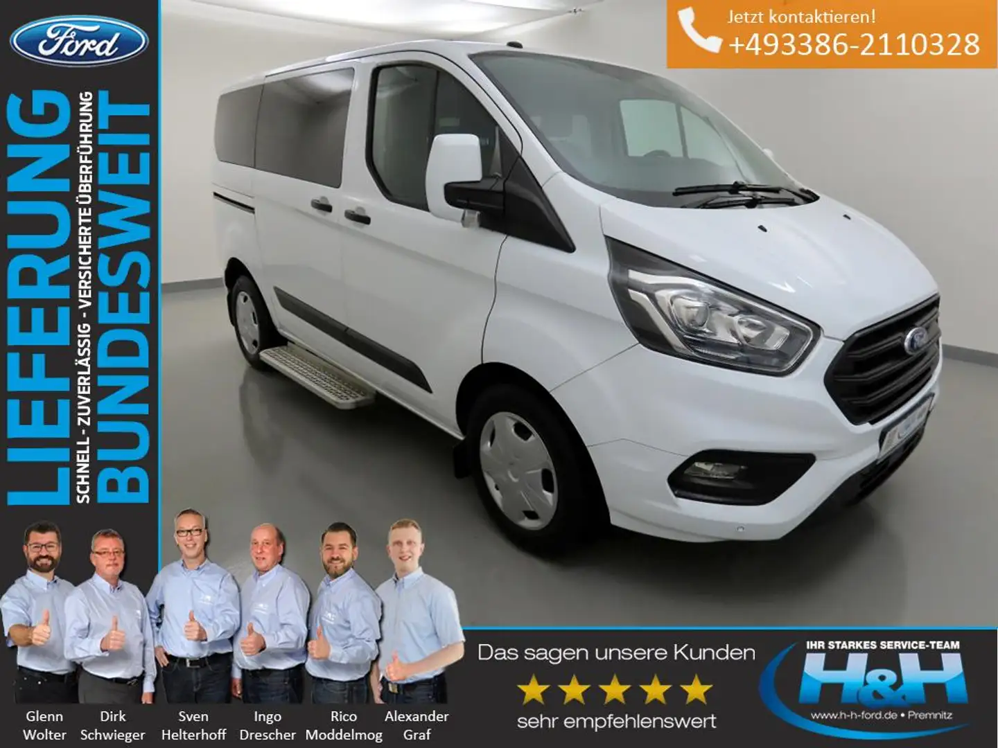Ford Transit Custom 2.0 320 L1 Trend PPS+Tempomat Blanc - 1
