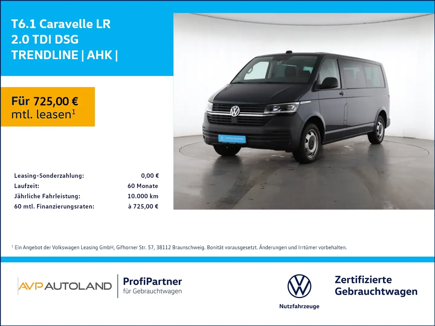Volkswagen T6.1 Caravelle LR 2.0 TDI DSG TRENDLINE | AHK | Bleu - 1