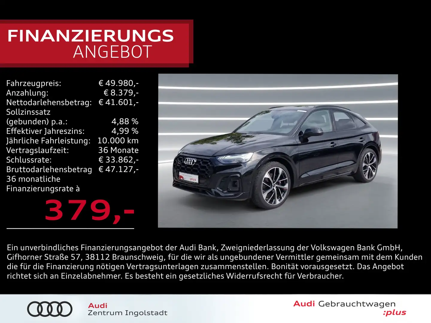 Audi SQ5 Sportback TDI MATRIX STHZG AHK Luft HuD 21" Schwarz - 1