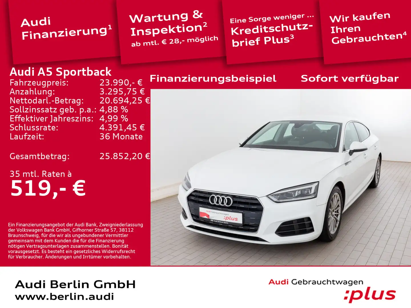 Audi A5 2.0 TFSI S tr. LED SITZHZG Blanco - 1