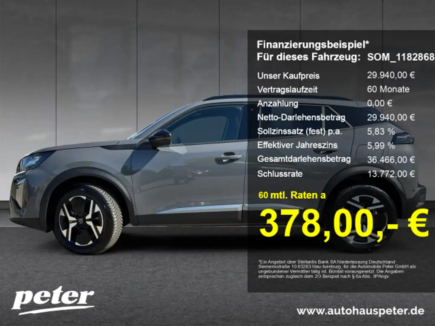 Peugeot 2008 2008 Allure Hybrid 145 +GJR+SHZ+360°Kamera+ Grau - 1