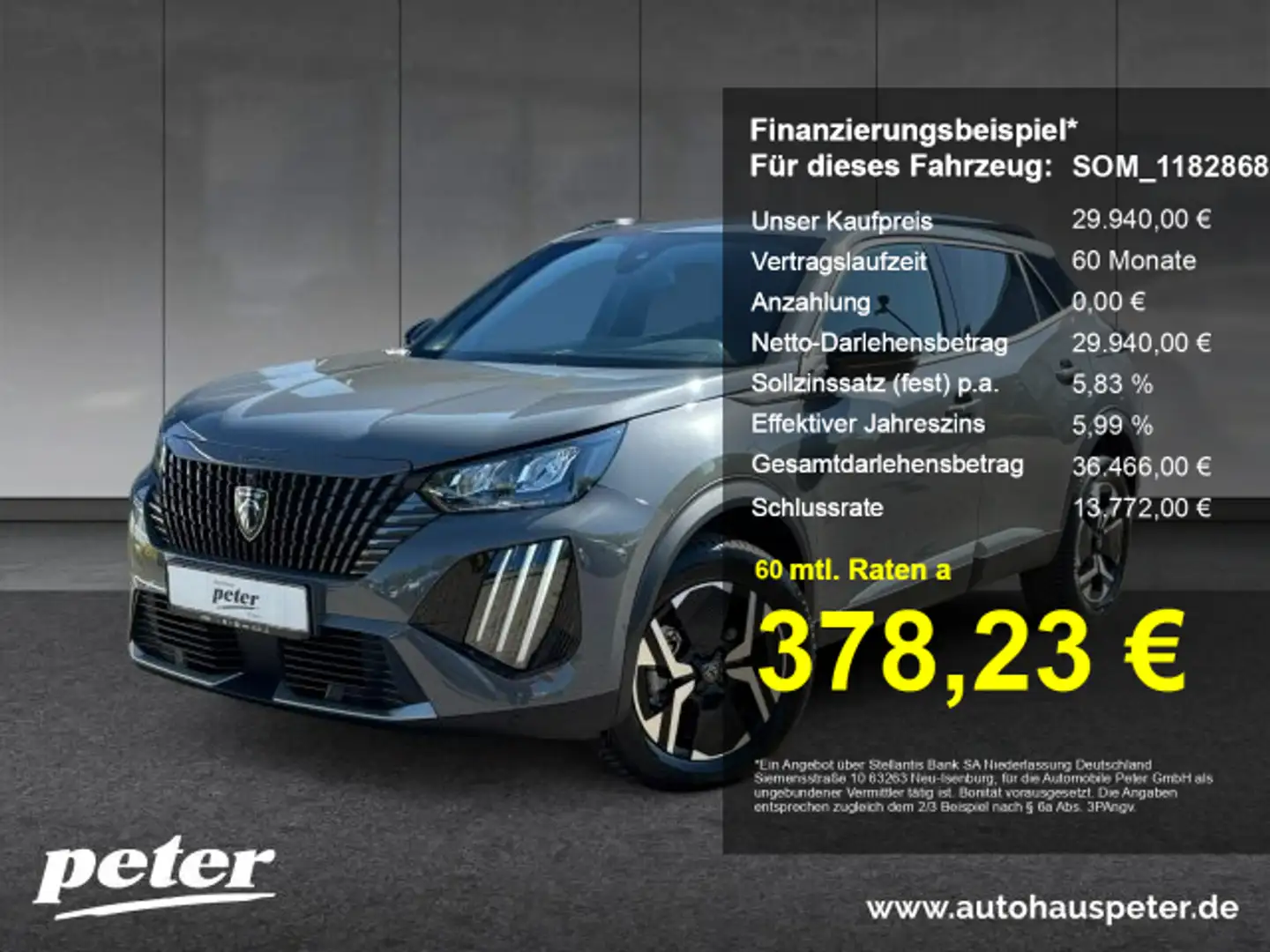 Peugeot 2008 2008 Allure Hybrid 145 +GJR+SHZ+360°Kamera+ Grau - 1