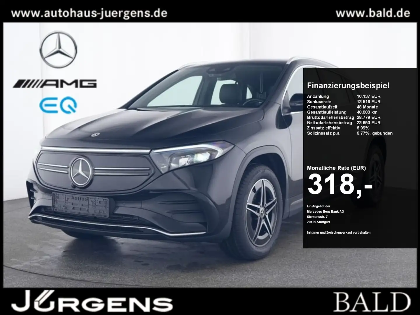 Mercedes-Benz EQA 300 4M AMG/Wide/LED/Cam/Totw/DAB/Easy-P/18" Schwarz - 1