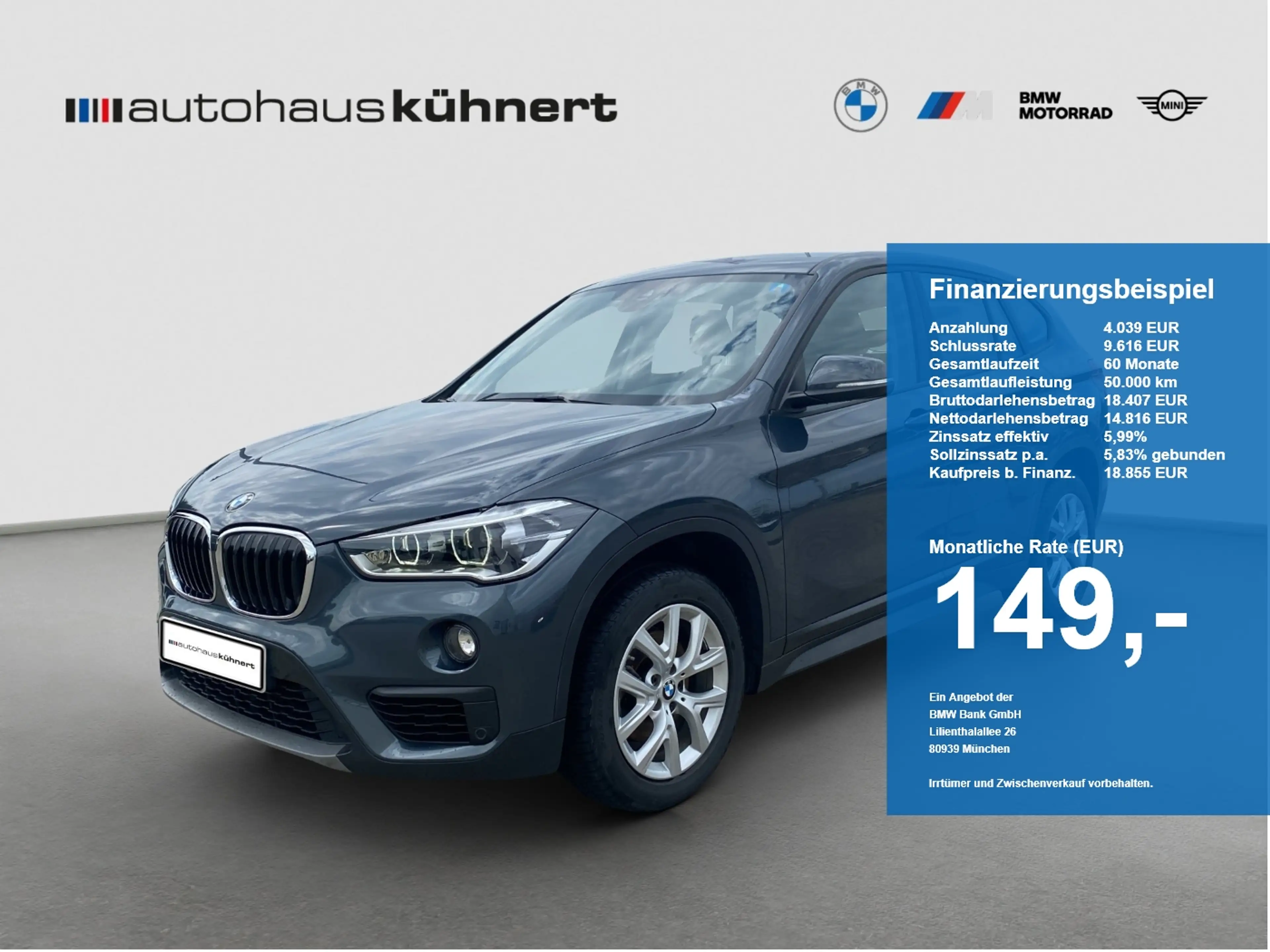 BMW X1 sDrive18i Advantage LED AHK Navi PDC RFK Tempo