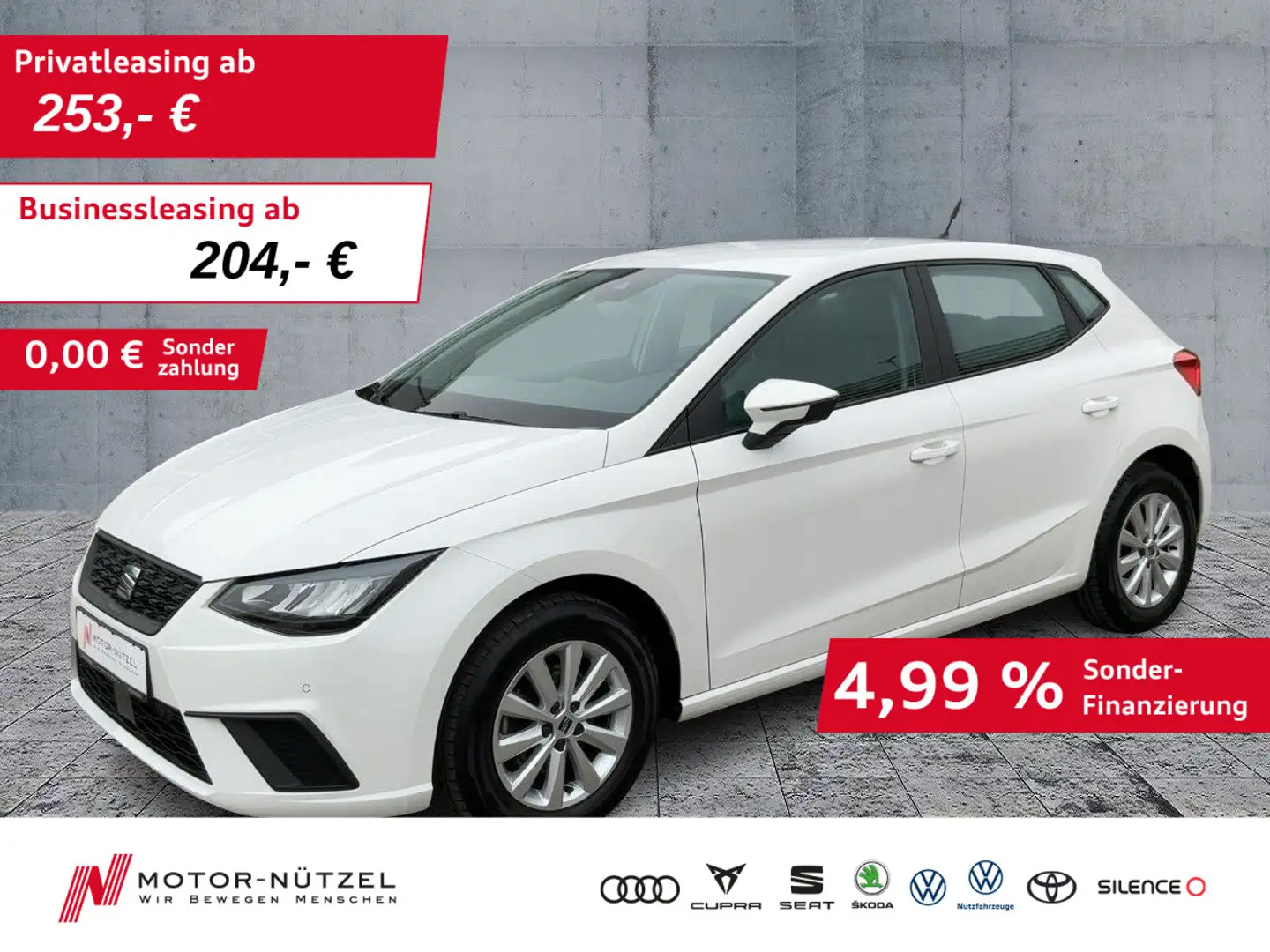 SEAT Ibiza 1.0 TSI DSG BEATS LED+APP+SHZ+RFK+GRA+PDC Weiß - 1