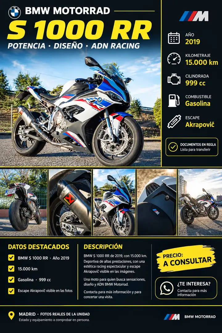 BMW S 1000 RR PAQUETE M Azul - 1