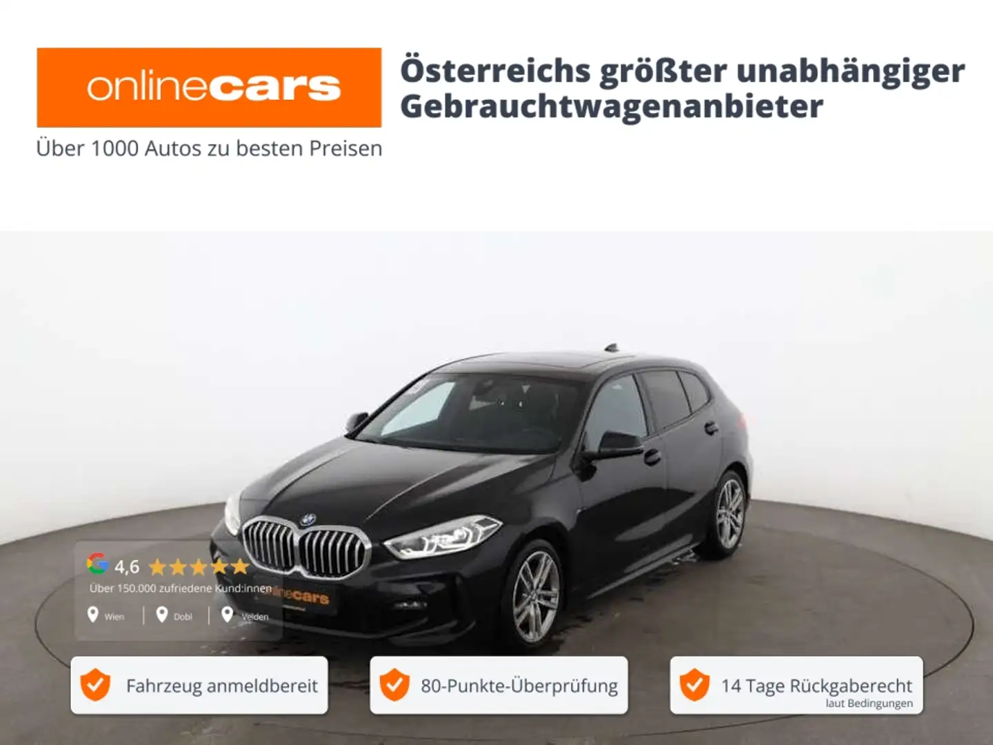 BMW 116 d M-Sport Aut LED SKY NAVI R-CAM LEDER ASSIST Schwarz - 1