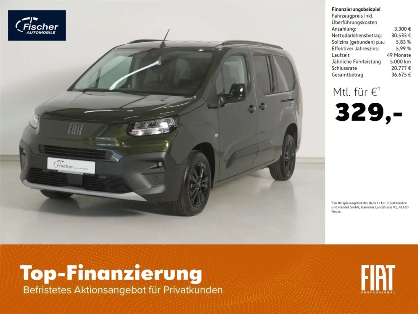 Fiat Doblo Cargo 1.5 BlueHDI L2H1 Kombi 7-Sitzer Green - 1