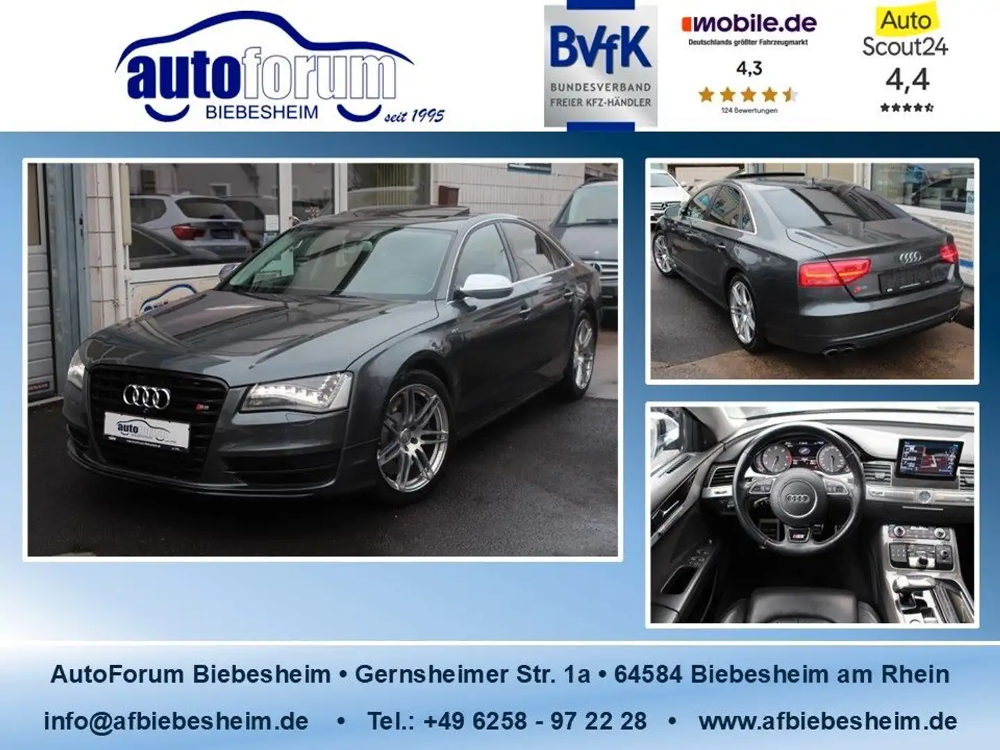 Audi S8 4.0 V8 TFSI quattro LED*Massage*Schiebedach Grau - 1
