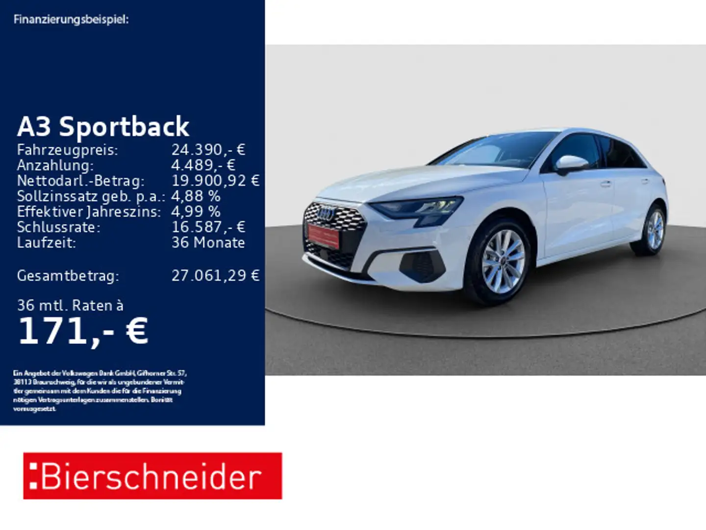 Audi A3 30 TFSI AHK NAVI PDC SHZ VC Bianco - 1