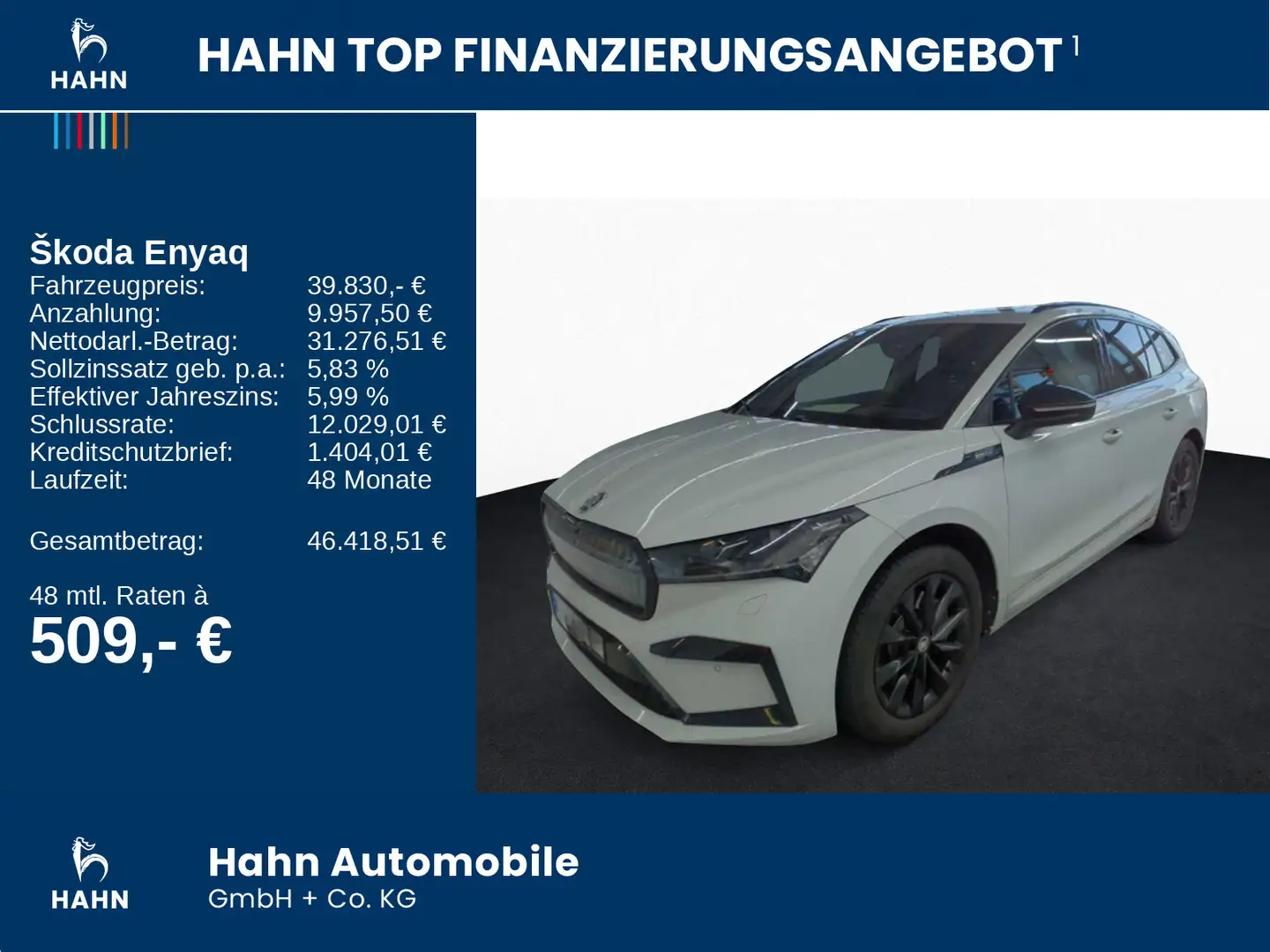 Skoda Enyaq iV 80 Sportline AHK Wärmep HUD Pano ACC Ca Weiß - 2