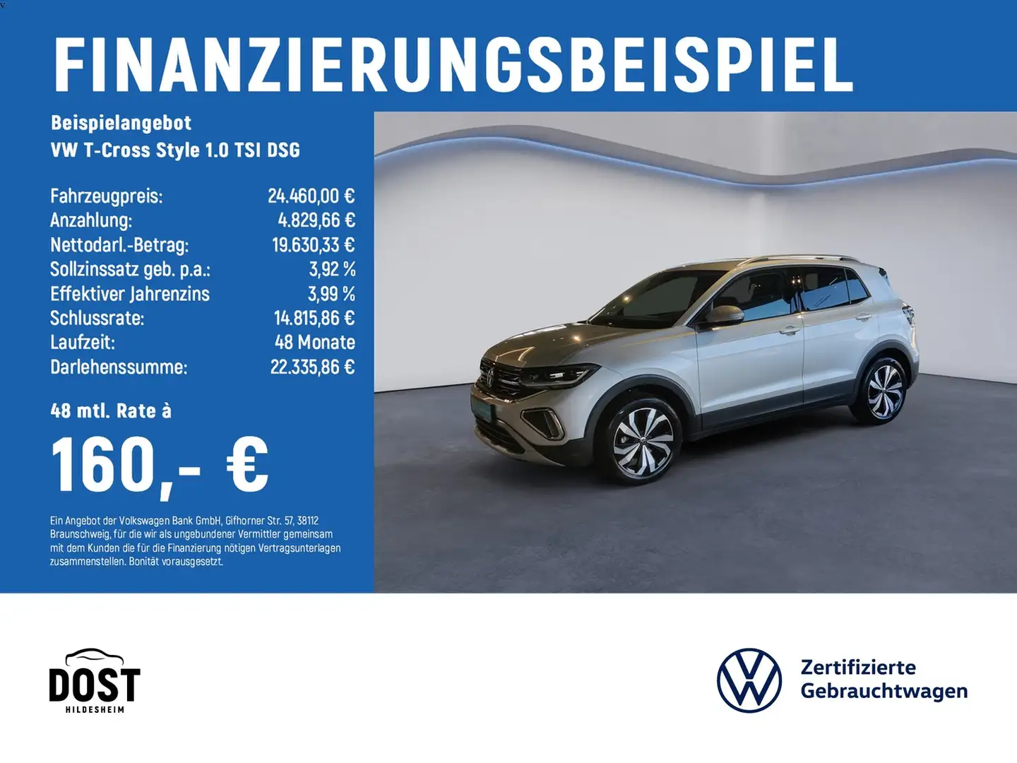 Volkswagen T-Cross Style 1.0 TSI DSG DAB+KLIMA+NAVI+PDC+SHZ Silber - 2