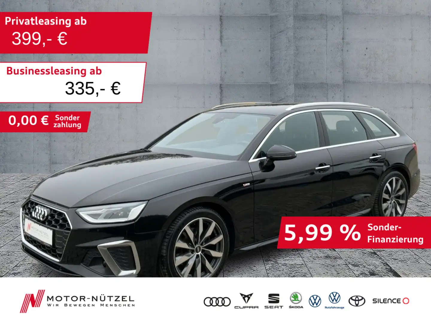 Audi A4 35 TFSI S-TR S-LINE 5JG+LED+NAV+AHK-Vob Schwarz - 1