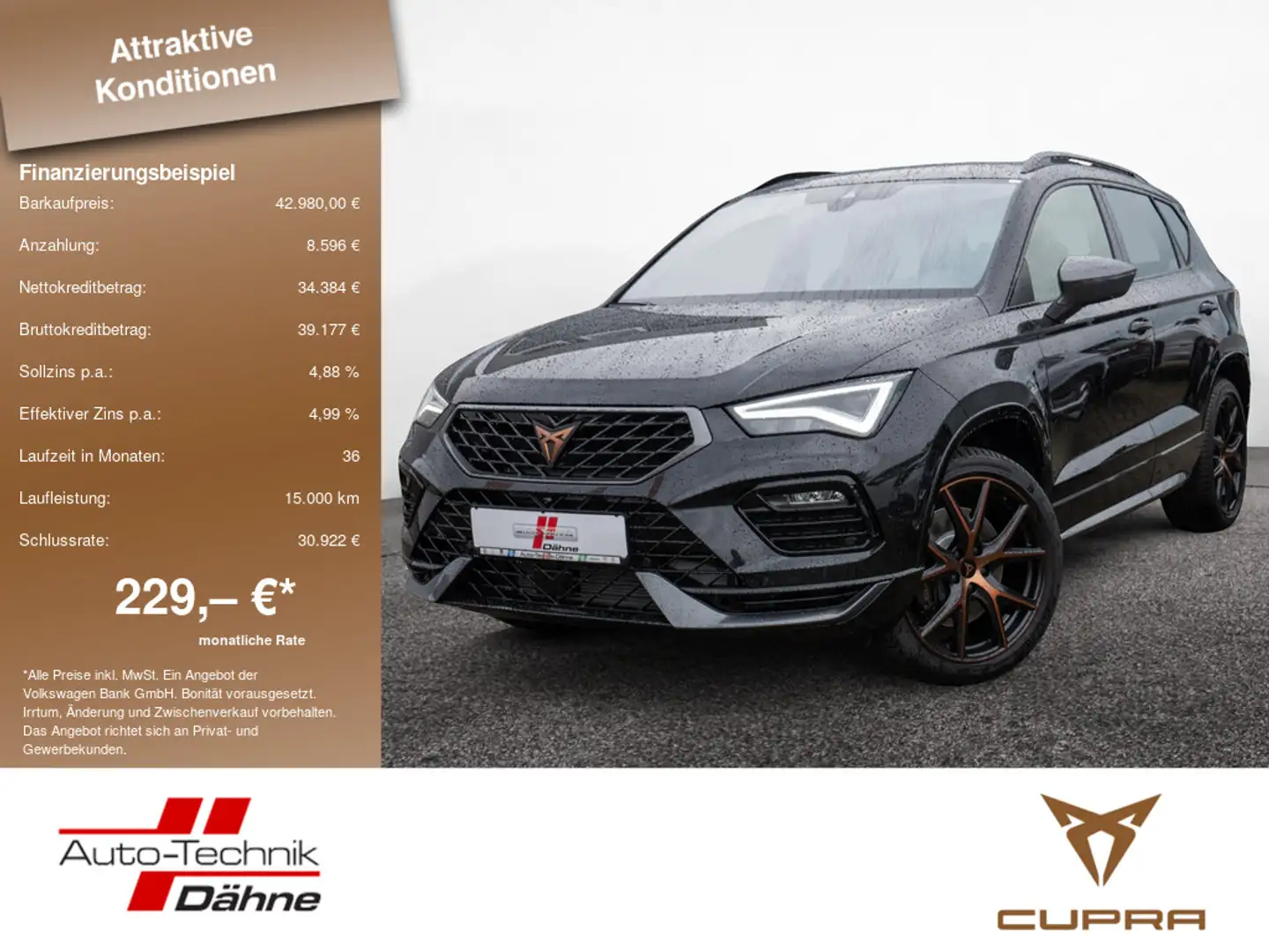 CUPRA Ateca 2.0 TSI VZ 4Drive NAVI AHK ACC LED 360° Negro - 1