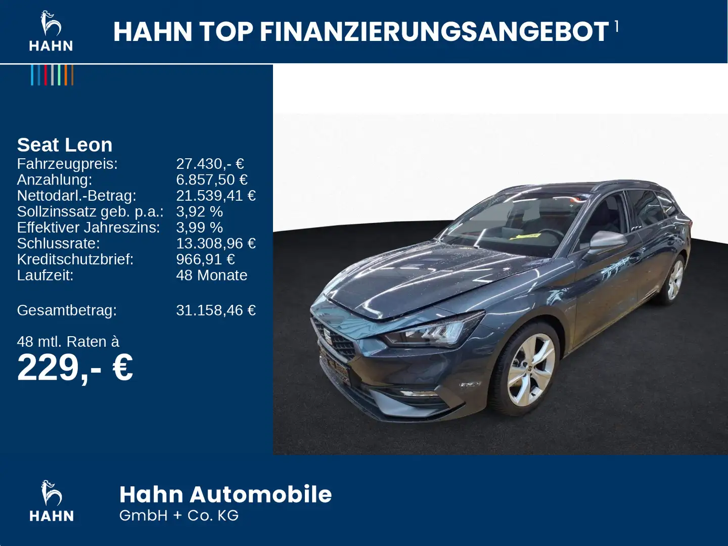 SEAT Leon Sportstourer 1.5eTSI DSG FR LED Nav ACC CAM Grau - 2