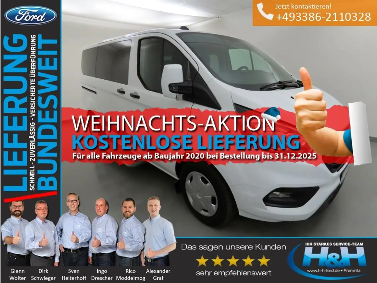 Ford Transit Custom 2.0 320 L1 Trend DAB+Tempomat Alb - 1