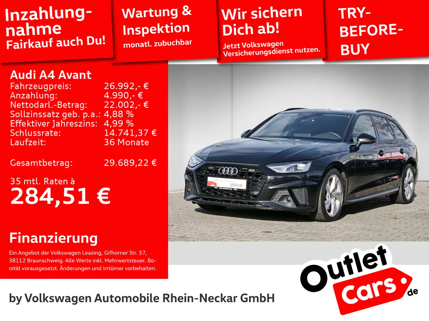 Audi A4 40 TDI Black-Paket S-Line Panoramadach Schwarz - 1