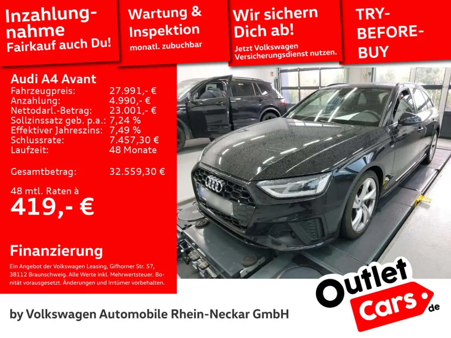 Audi A4 40 TDI Black-Paket S-Line Panoramadach Schwarz - 1