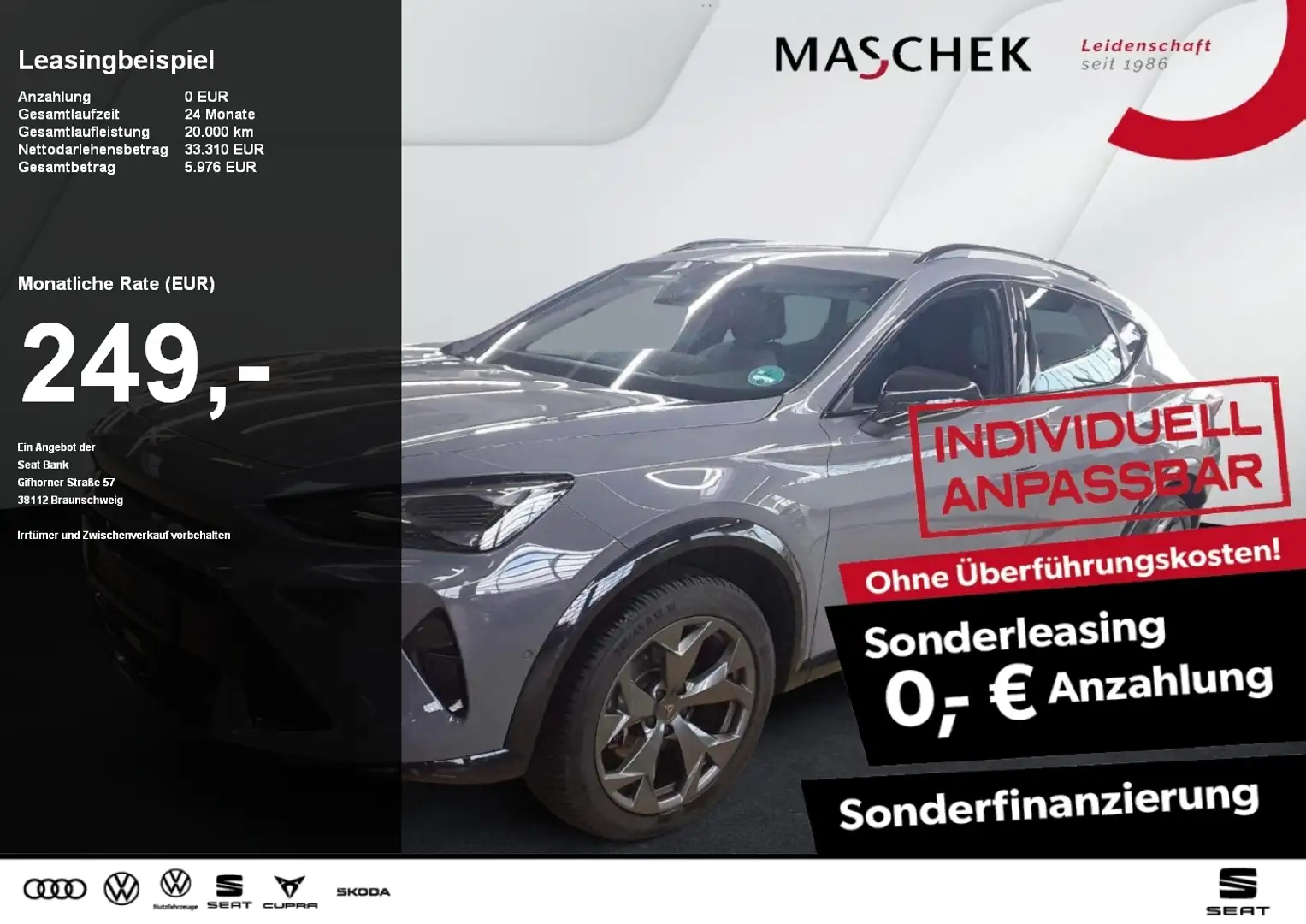 CUPRA Formentor Sonderleasing 1.5 eTSI Navi 360°Cam Sitzh. ACC Grau - 1