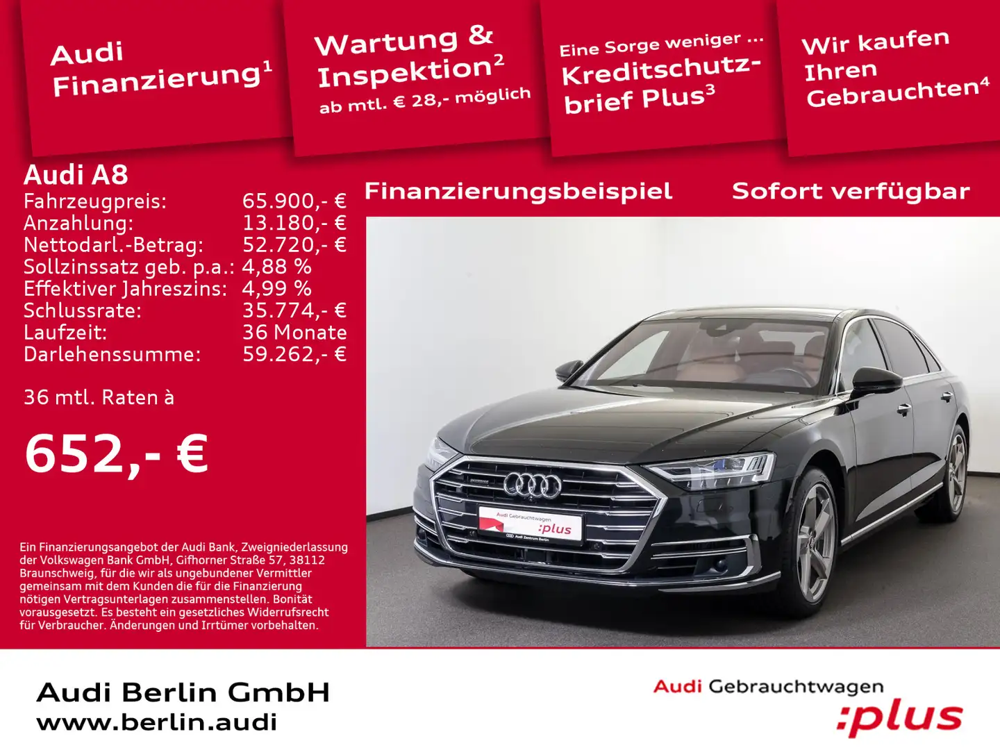 Audi A8 Lang 60 TDI qu.tiptr. MATRIX STDHZG TV 360°K Nero - 1