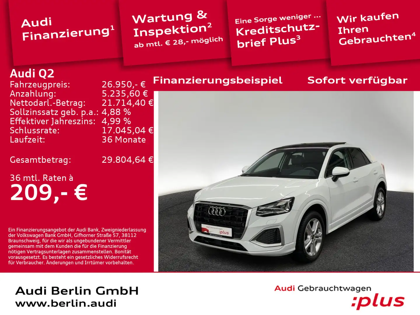 Audi Q2 advanced 35 TFSI S tr. MATRIX NAVI RFK PANO Alb - 1