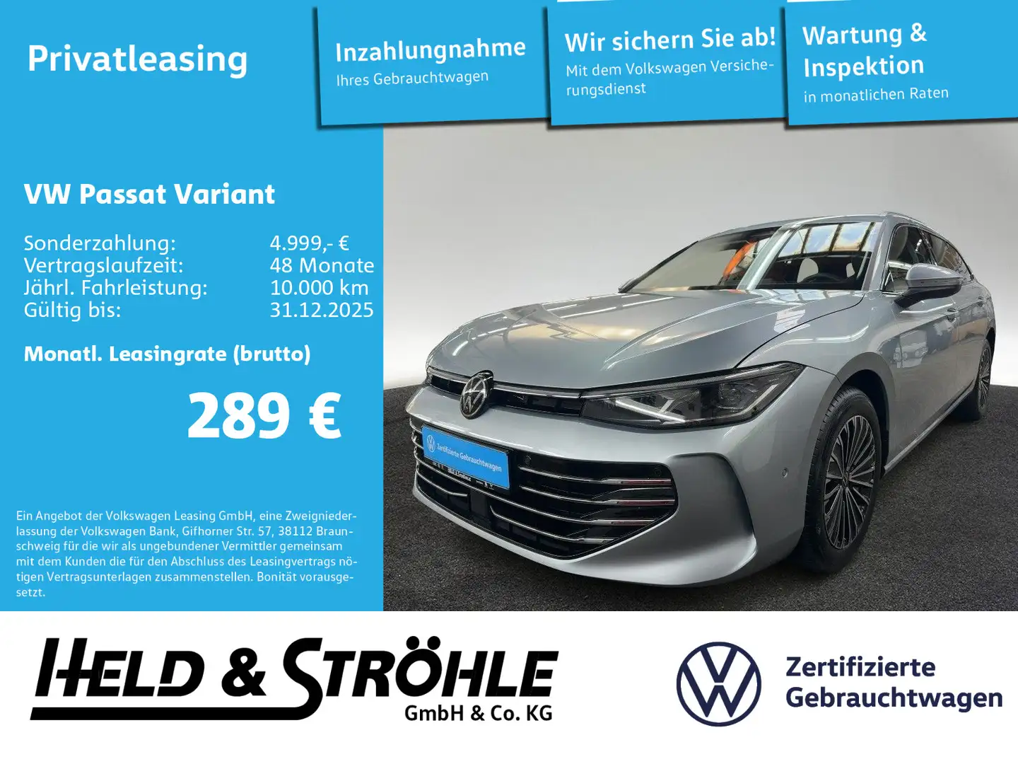 Volkswagen Passat Variant Elegance 2.0 TDI DSG AHK 360°KAM Silber - 1