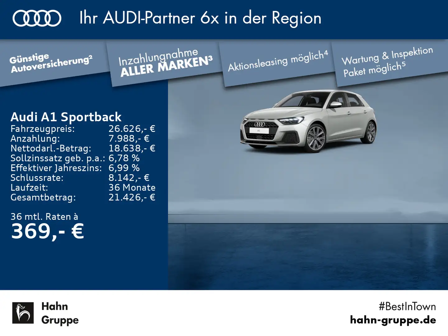 Audi A1 Audi A1 Sportback advanced 30 TFSI Silber - 1