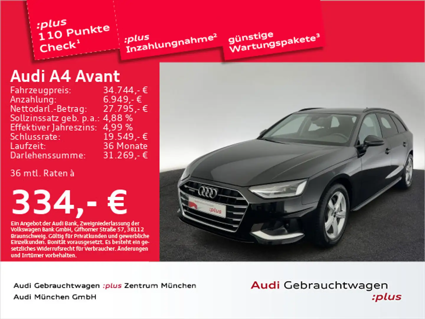 Audi A4 40 TDI qu. S tronic advanced AHK/Navi+ Noir - 1