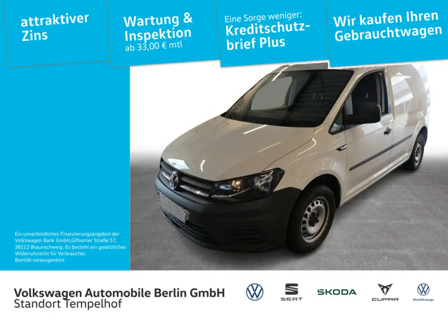 Volkswagen Caddy Kasten 2.0TDI KR PDC ZV Vorb.AHK KLIMA Blanco - 1