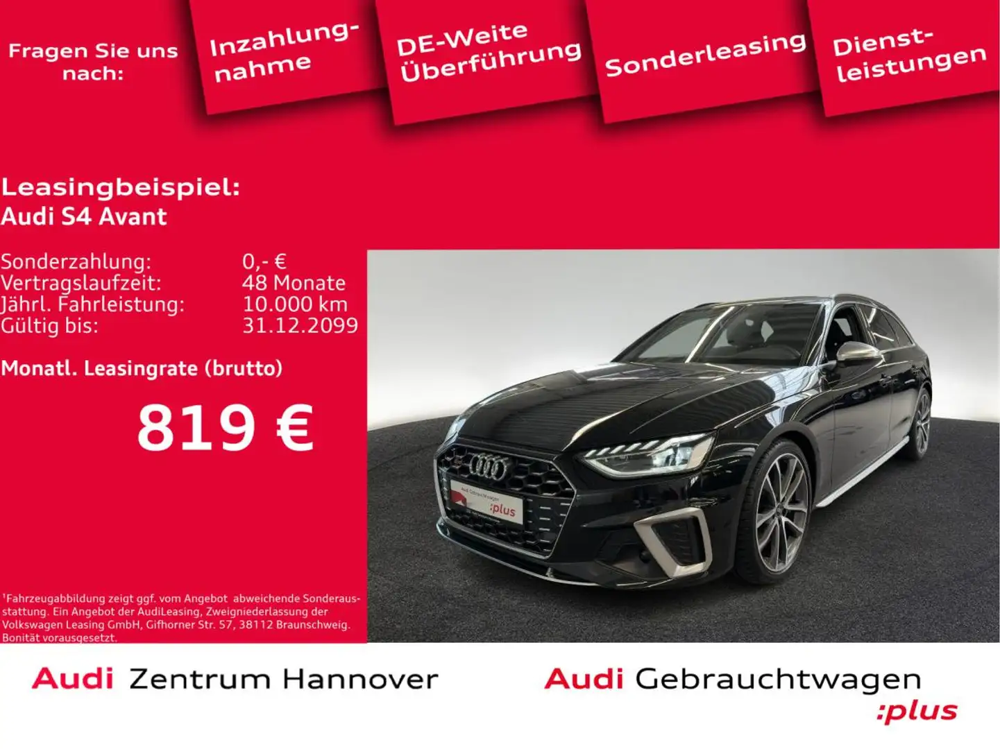 Audi S4 Avant 55 TDI quattro Standh. AHK ACC virtual Navi Schwarz - 1