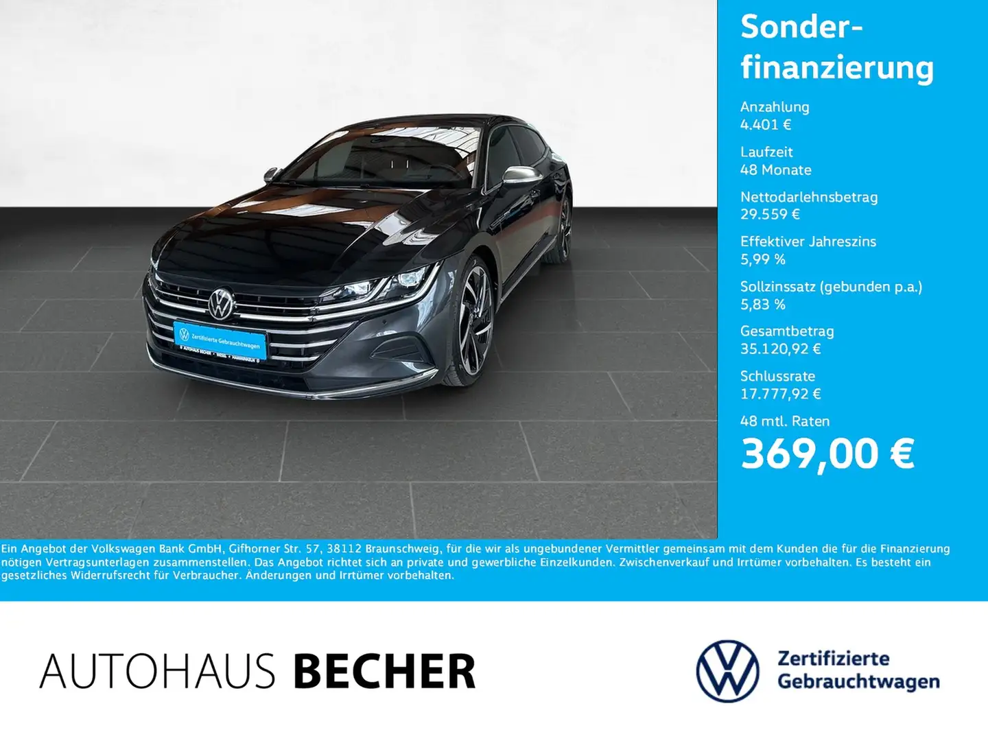 Volkswagen Arteon SB 2.0 TDI 4MOTION DSG /AHK/Navi/LED/HuD Grau - 1
