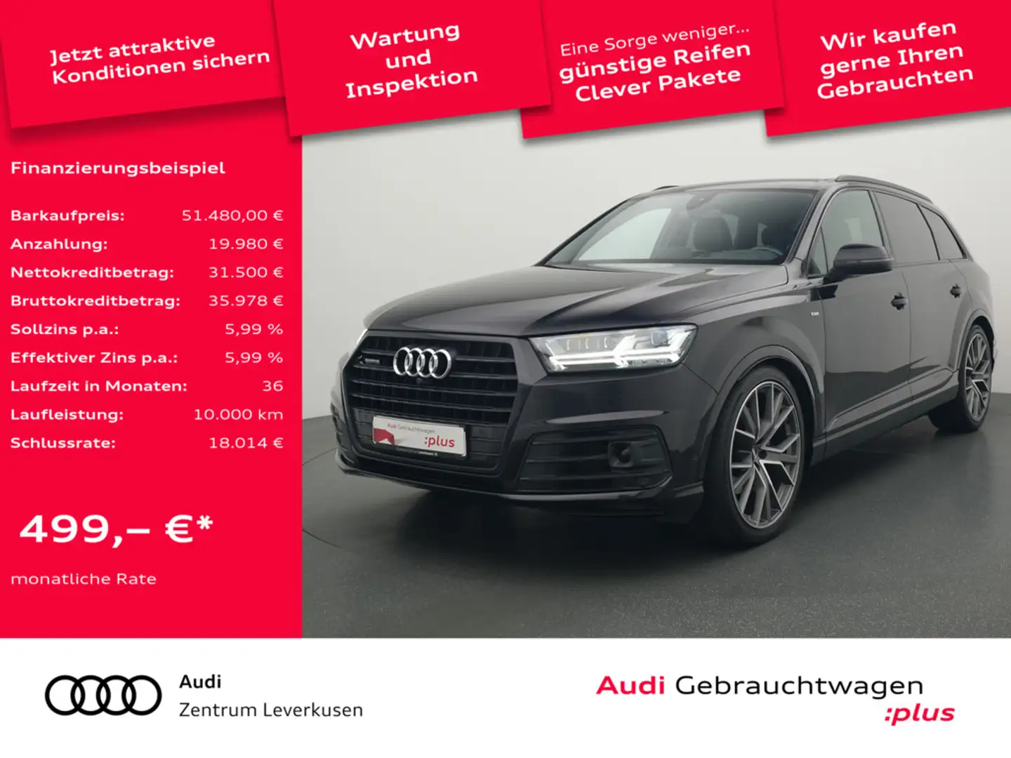 Audi Q7 50 TDI S Line ACC AHK NAVI PANO BOSE STAND Schwarz - 1