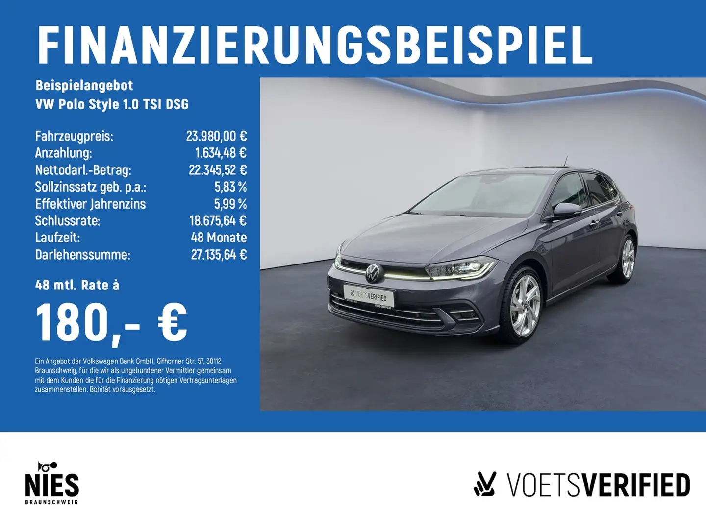 Volkswagen Polo Style 1.0 TSI DSG MATRIX-LED+RearView+AHK Grau - 2