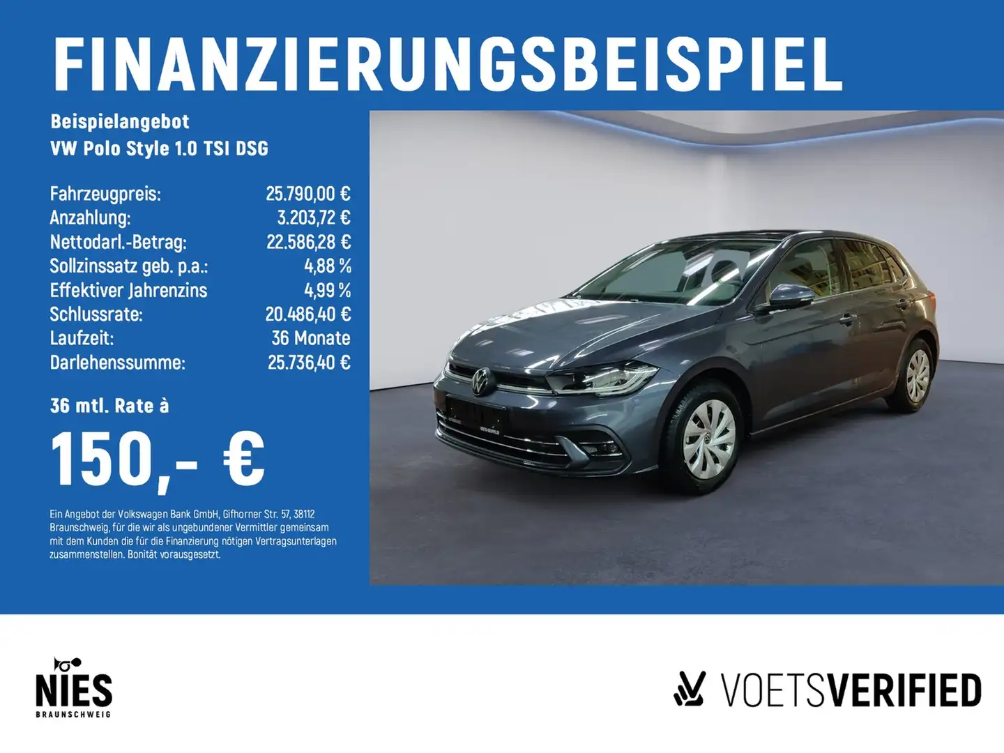 Volkswagen Polo Style 1.0 TSI DSG MATRIX-LED+RearView+AHK Grau - 2