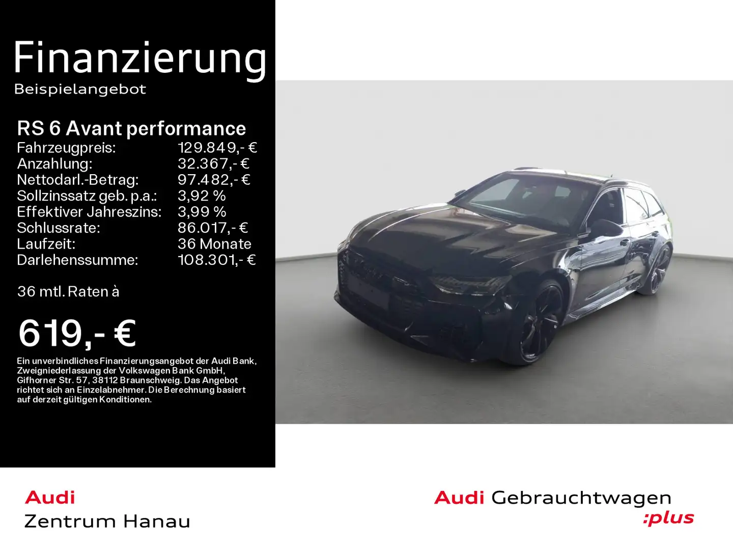 Audi RS6 *NAVI-PLUS*KAMERA*HUD*RS-A Schwarz - 1