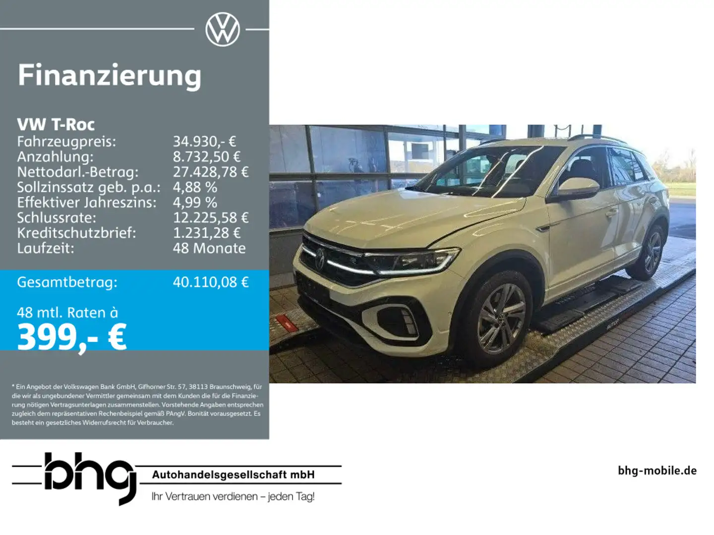 Volkswagen T-Roc 2.0 TDI DSG R-Line IQ.LIGHT AHK ACC Weiß - 1