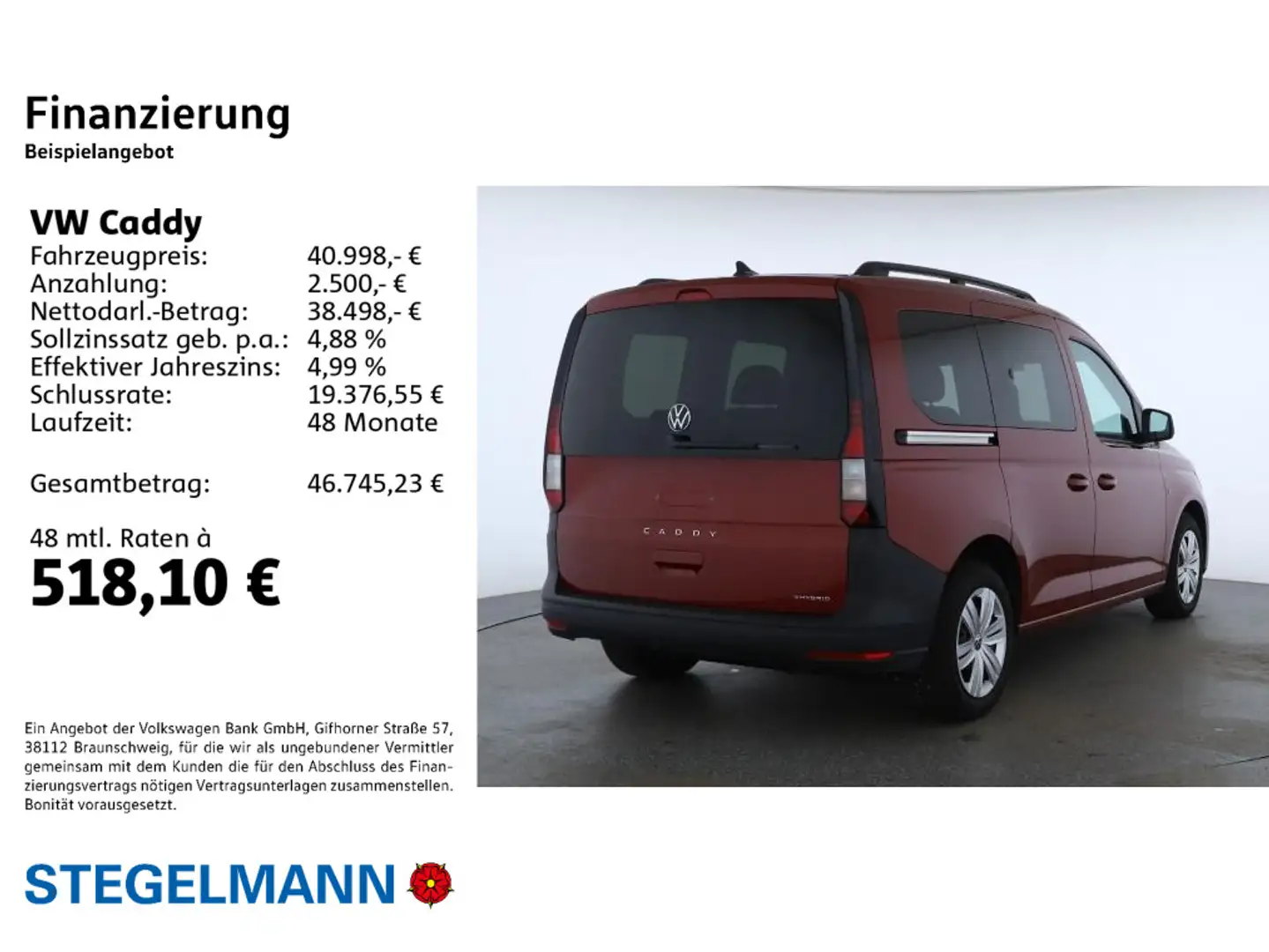 Volkswagen Caddy 1.5 TSI eHybrid Navi*LightAssist*Parkassis Rouge - 2