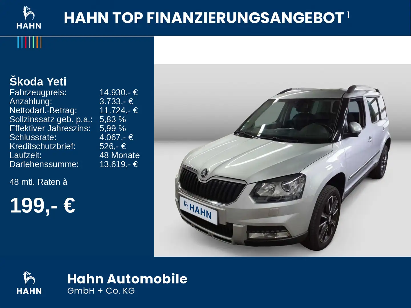 Skoda Yeti 2.0TDI Adventure 4x4 AHK-Vorb Navi DAB Clim Silber - 2