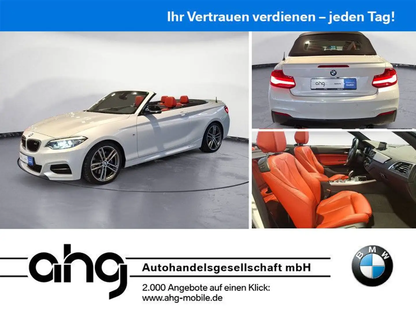 BMW 240 xDrive Cabrio Navi Prof. Head UP Rückfahrk Blanc - 1