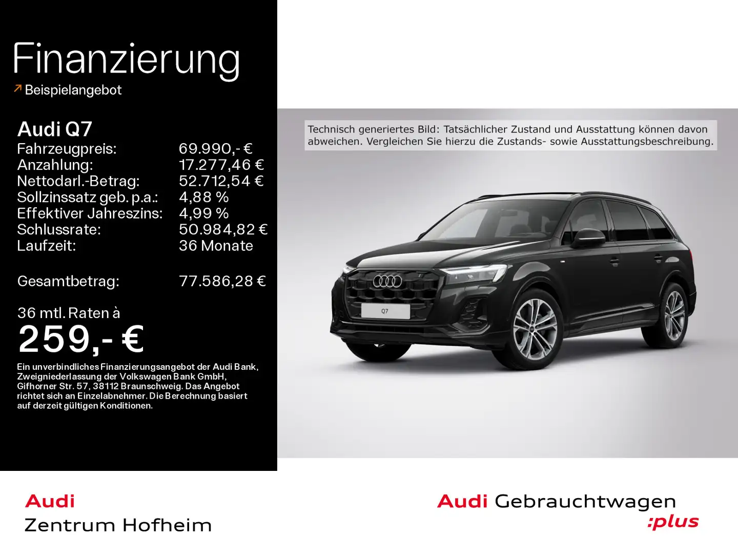 Audi Q7 50 TDI qu S line tip*Air*7-Sitzer*HUD*Pano*Ma Schwarz - 1