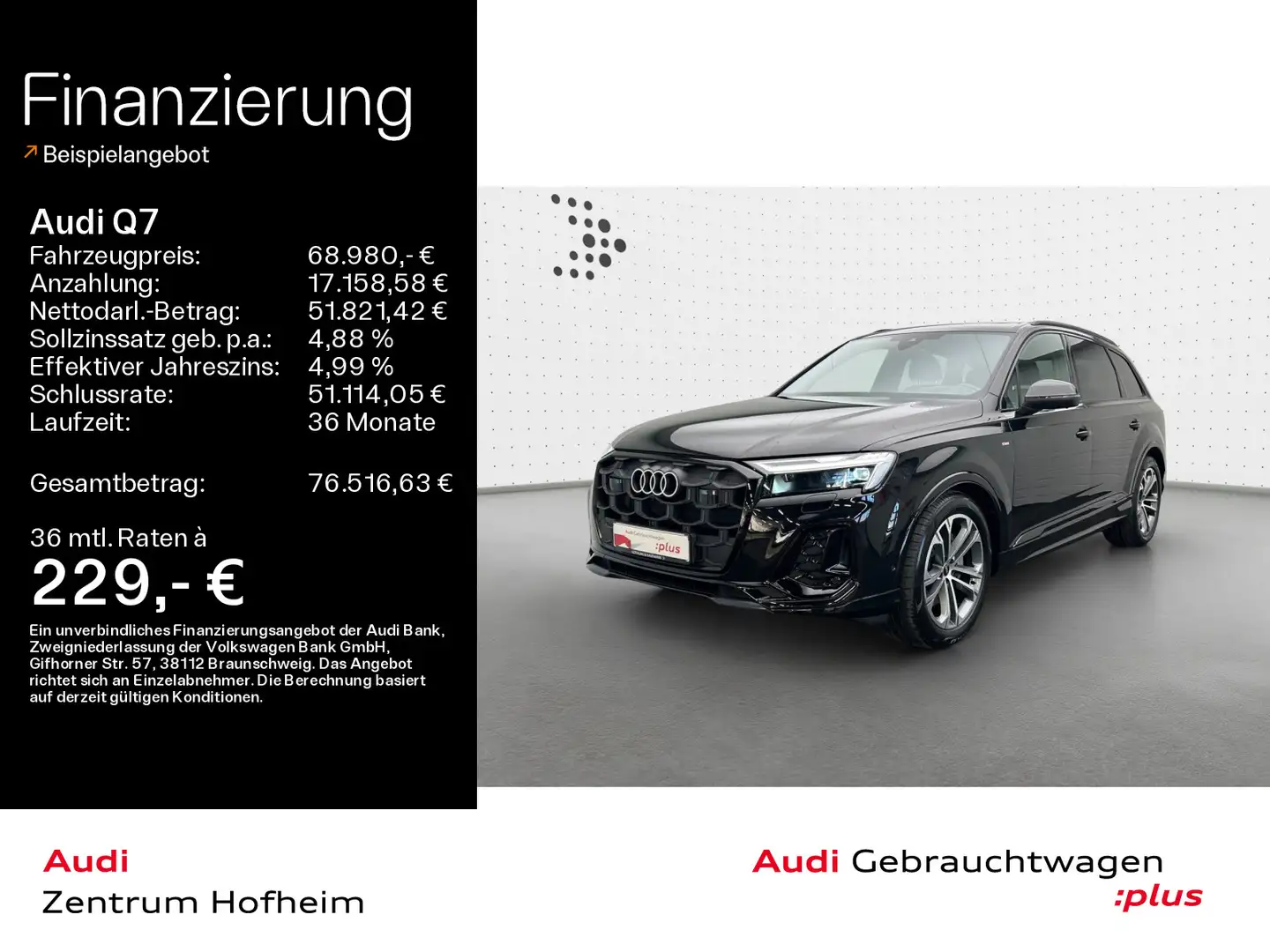 Audi Q7 50 TDI qu S line tip*Air*7-Sitzer*HUD*Pano*Ma Schwarz - 1