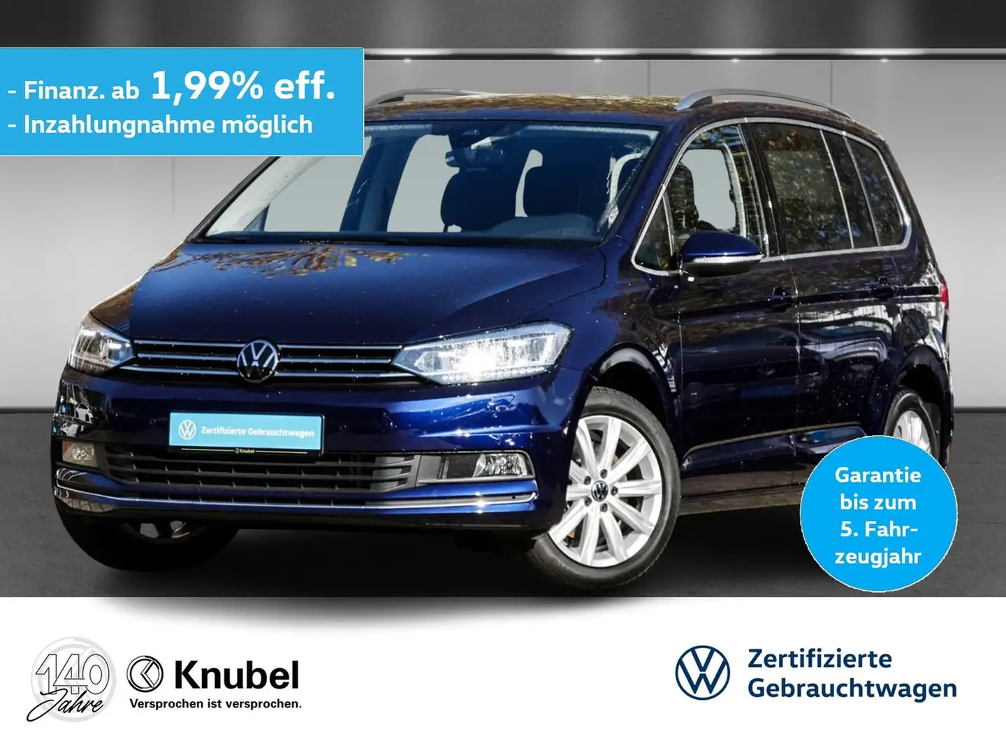 Volkswagen Touran Highline 2.0 TDI DSG LED NaviPro ACC 7-Sitzer Blau - 1