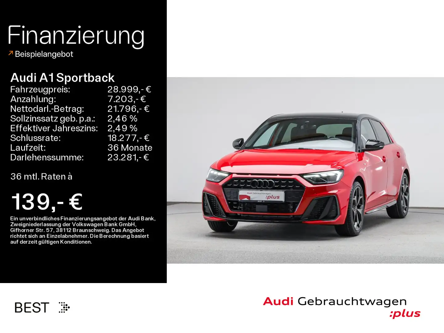 Audi A1 30 TFSI S-LINE*LED*NAVI-PLUS*PDC*OP Rot - 1