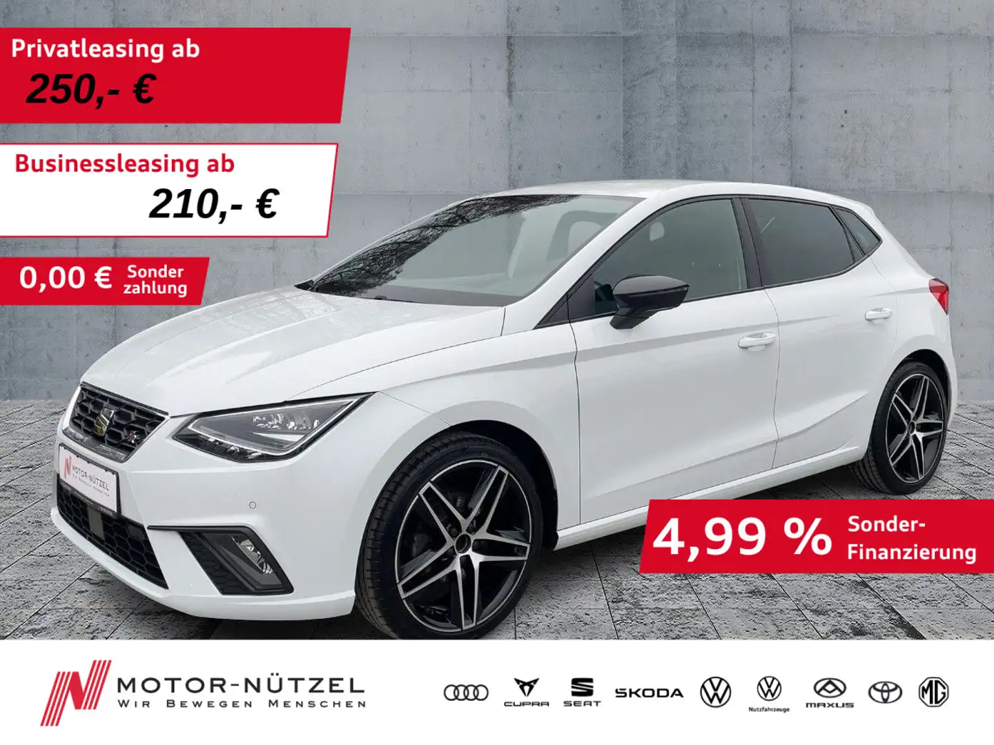 SEAT Ibiza 1.0 TSI FR-LINE LED+NAV+ACC+SHZ+PDC+RFK+VC Weiß - 1