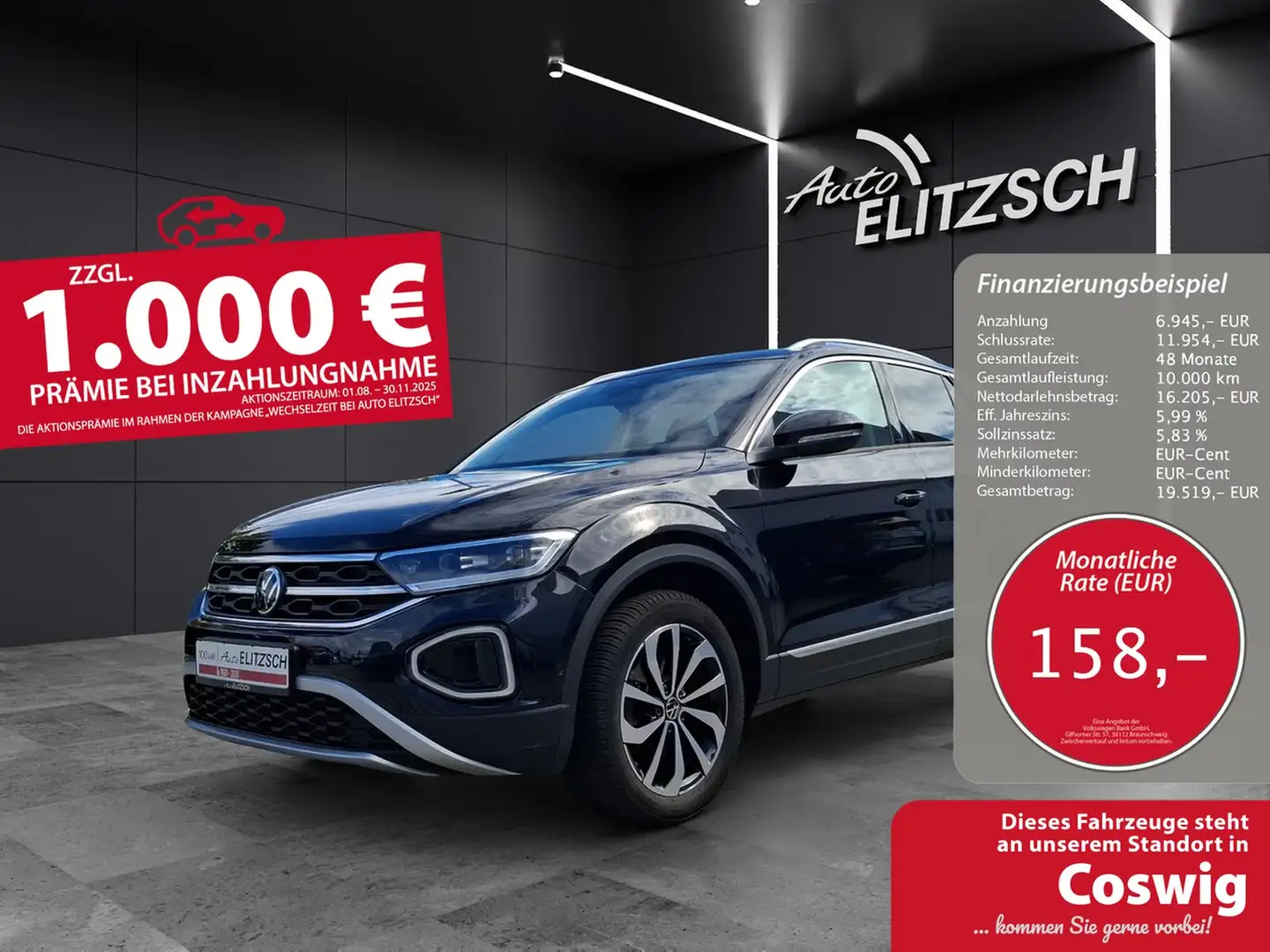 Volkswagen T-Roc TSI Style LED Navi AID ACC Park-Assist SH Schwarz - 1