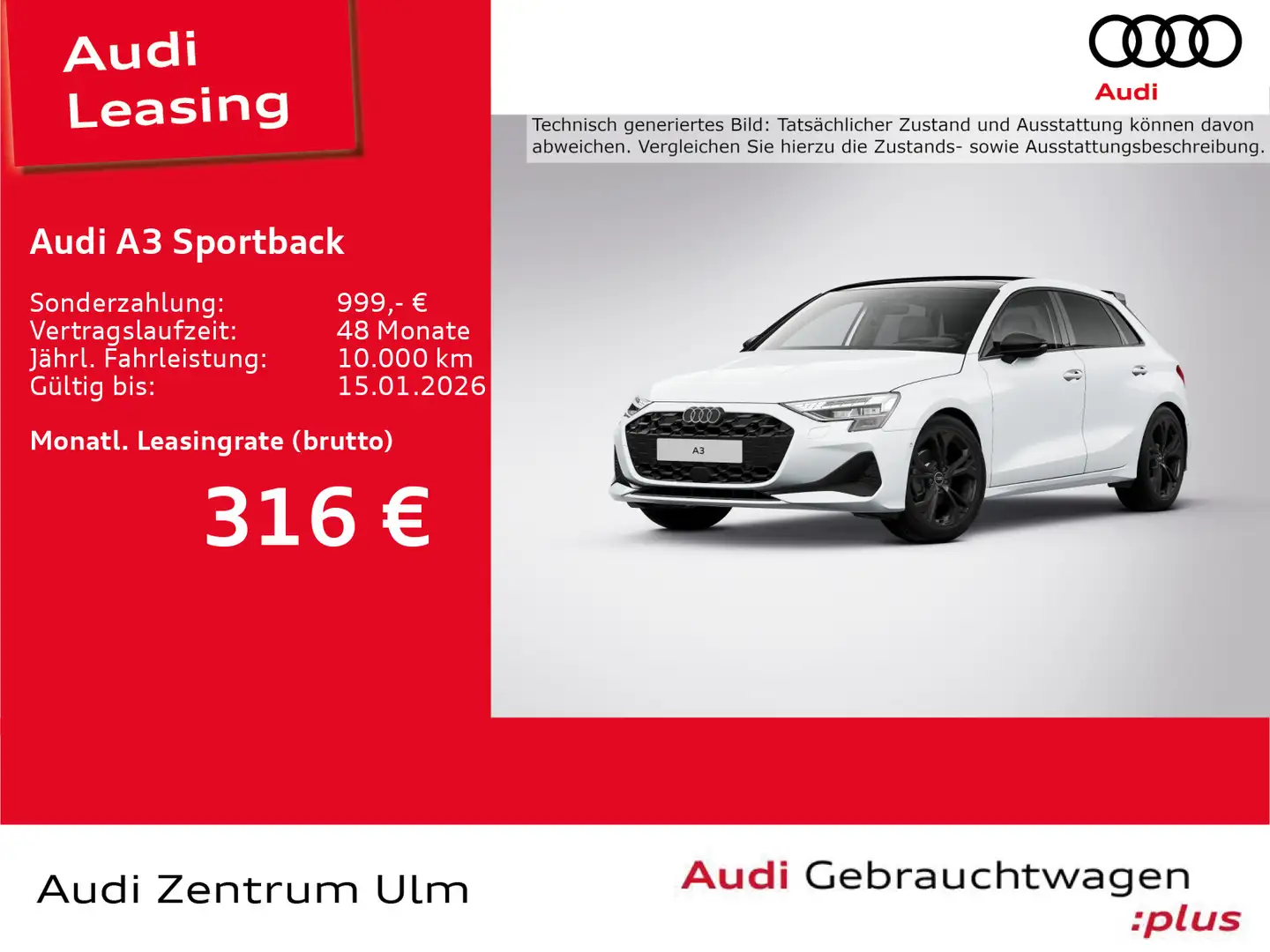 Audi A3 advanced 30 TFSI CARBON LEDER PANO Weiß - 1