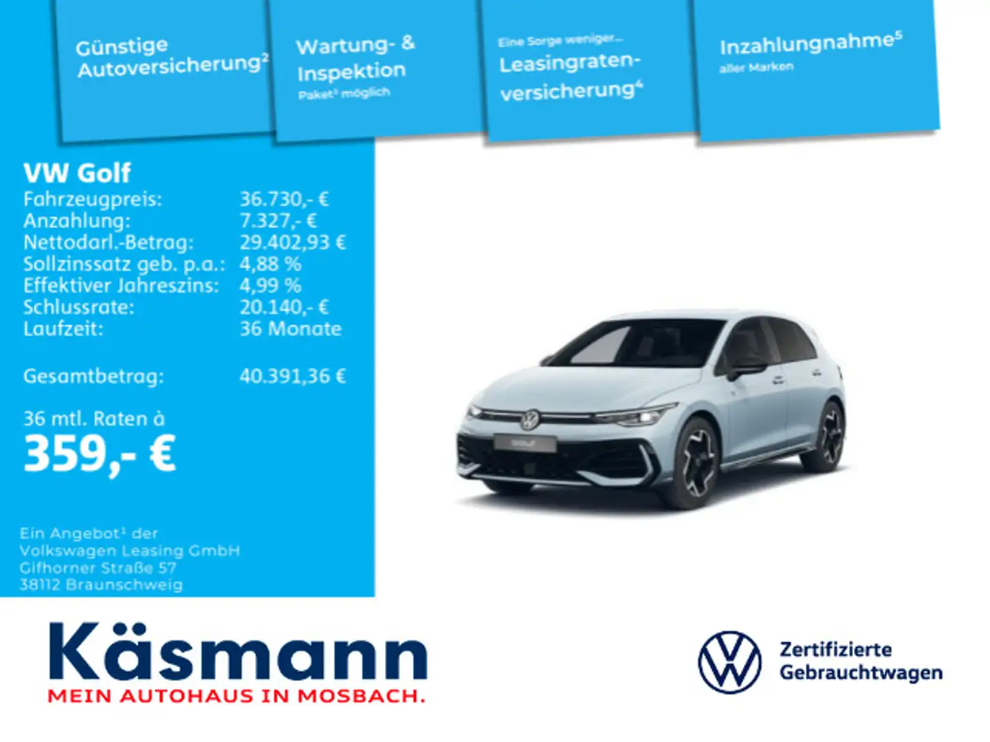 Volkswagen Golf VIII Lim. R-Line 1.5 eTSI LED KAM NAV HUD Blau - 1