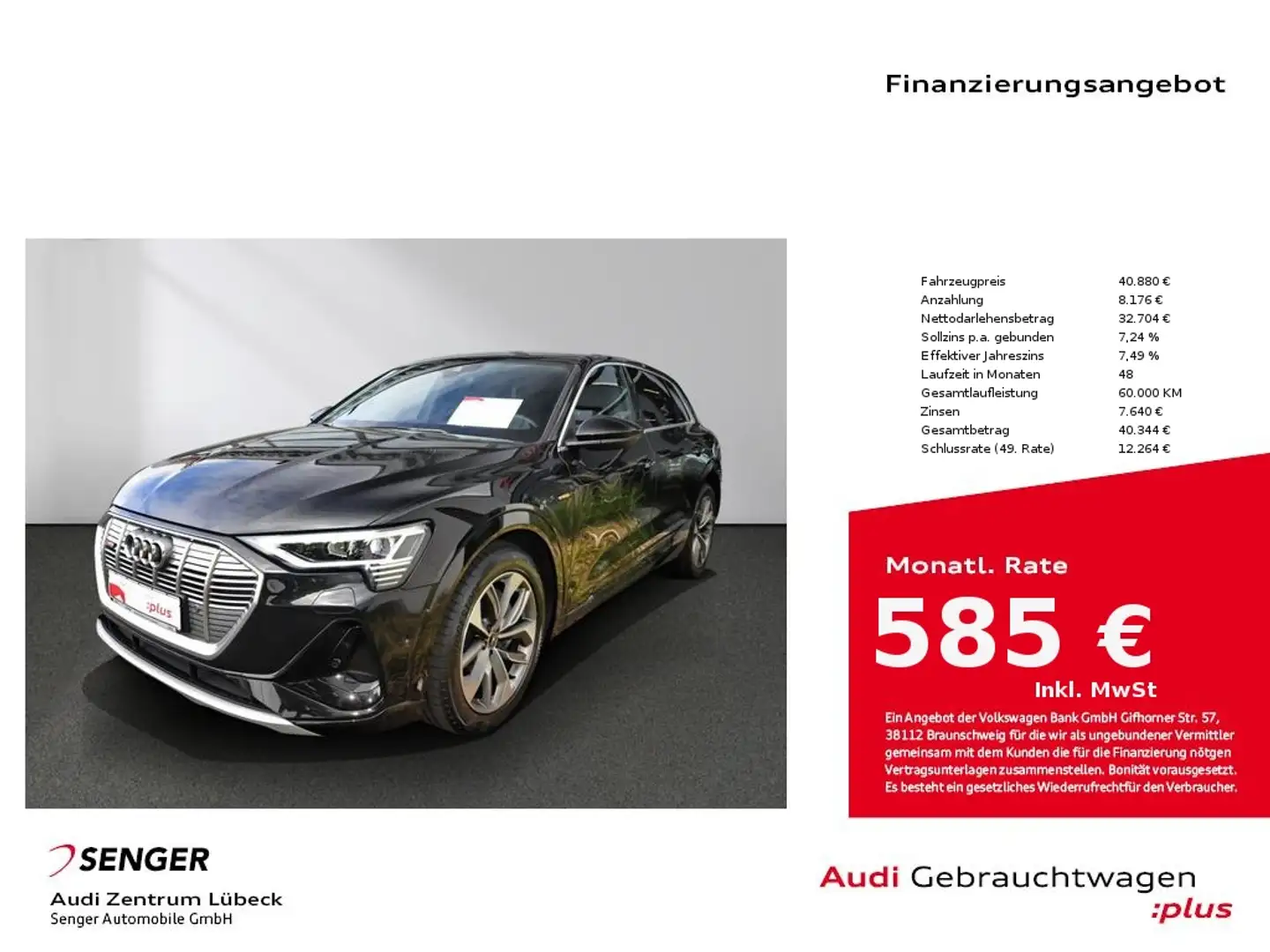 Audi e-tron 55 quattro S line Navi Luftfederung PDC Noir - 1