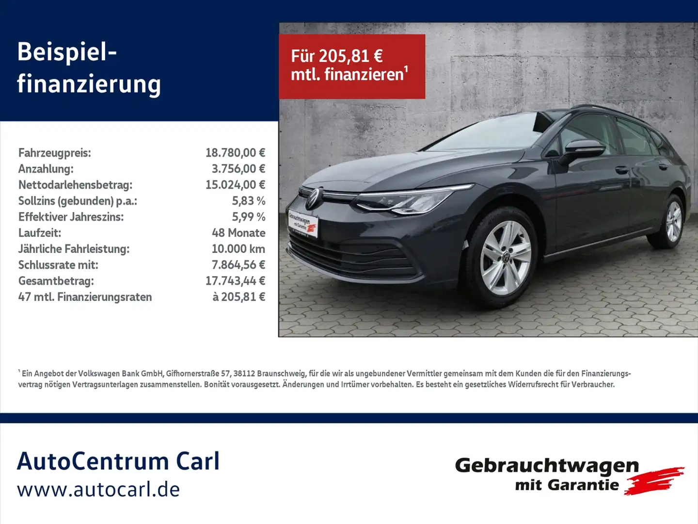 Volkswagen Golf Variant VIII Variant Life 2.0 TDI DSG AHK/ACC/L+S/SHZ KLI Grau - 1